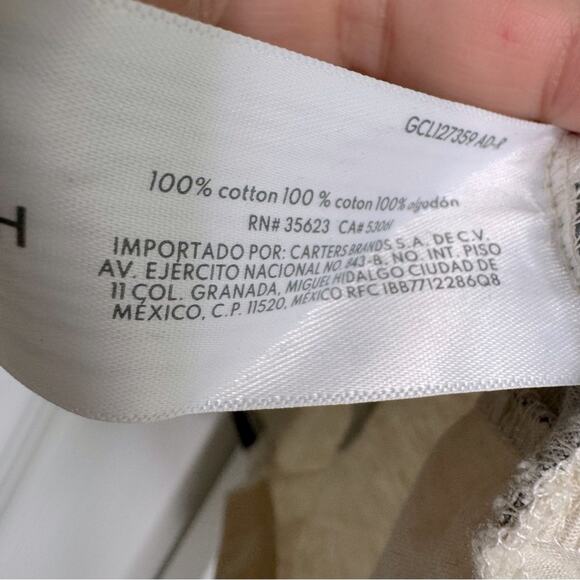 Carters Heart Print Knit Top Long Sleeves Scoop Neck 100% Cotton Beige Black S - Picture 6 of 8